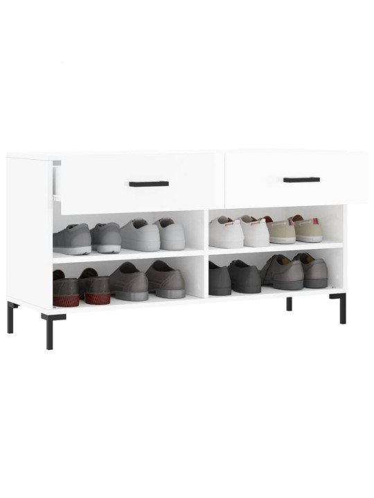 Botník bílý s vysokým leskem 102 x 35 x 55 cm kompozitní dřevo