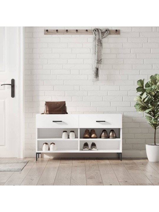 Botník bílý s vysokým leskem 102 x 35 x 55 cm kompozitní dřevo