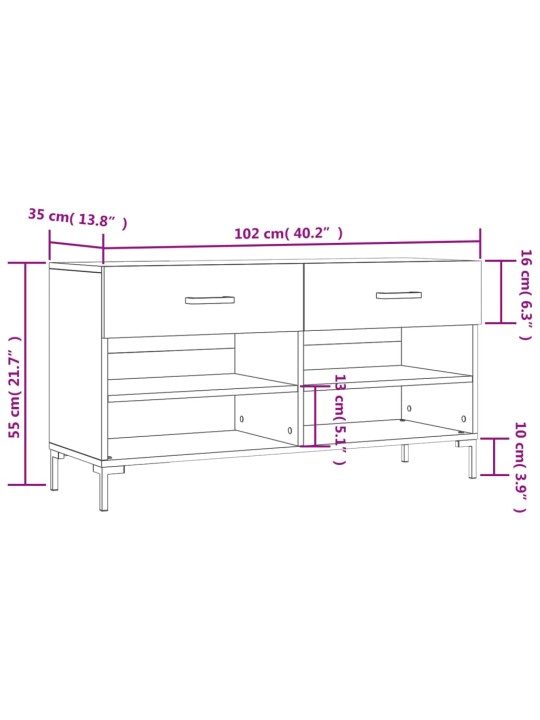 Botník betonově šedý 102 x 35 x 55 cm kompozitní dřevo