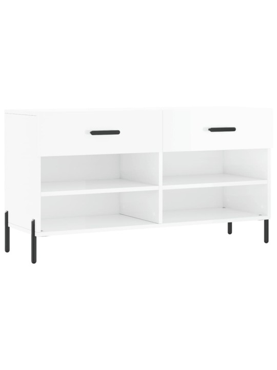 Botník bílý s vysokým leskem 102 x 35 x 55 cm kompozitní dřevo