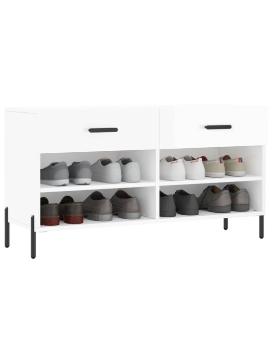 Botník bílý s vysokým leskem 102 x 35 x 55 cm kompozitní dřevo