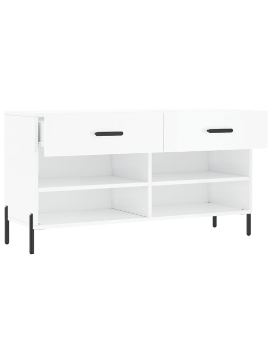 Botník bílý s vysokým leskem 102 x 35 x 55 cm kompozitní dřevo