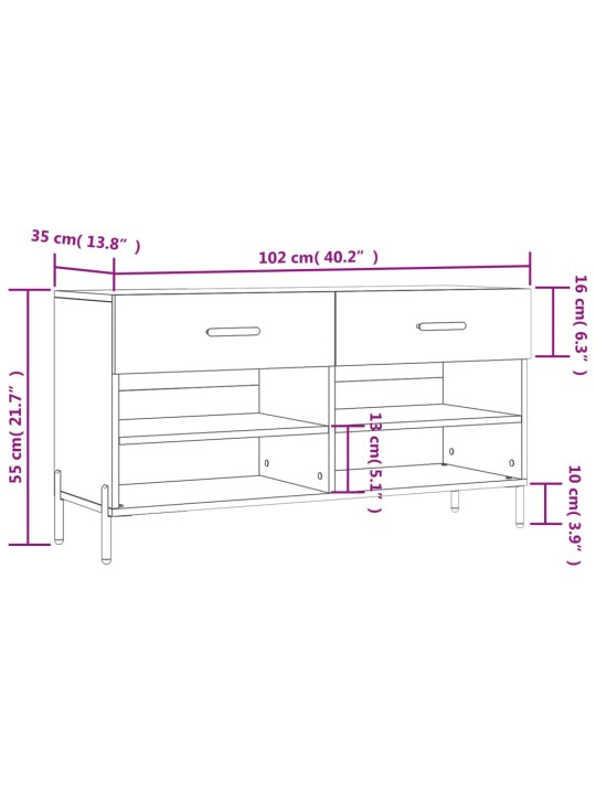 Botník betonově šedý 102 x 35 x 55 cm kompozitní dřevo