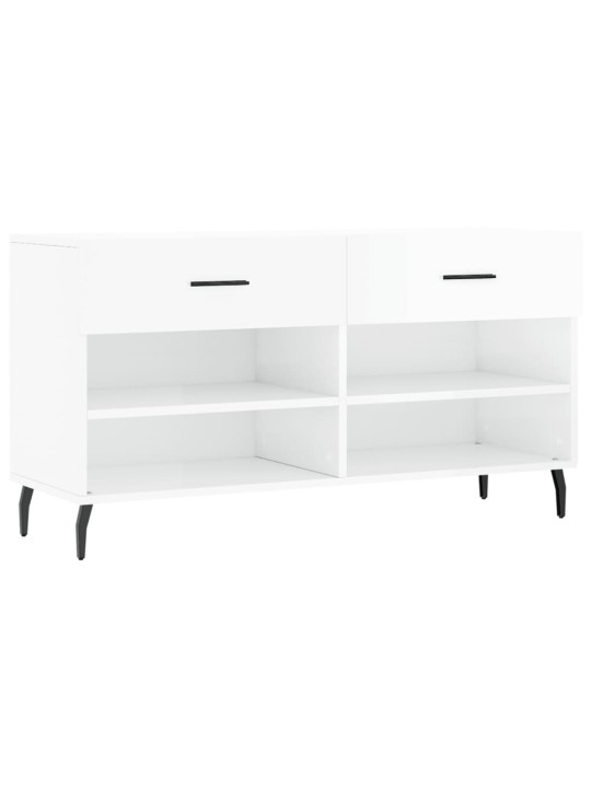 Botník bílý s vysokým leskem 102 x 35 x 55 cm kompozitní dřevo