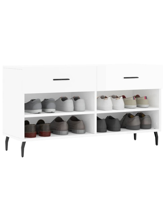 Botník bílý s vysokým leskem 102 x 35 x 55 cm kompozitní dřevo