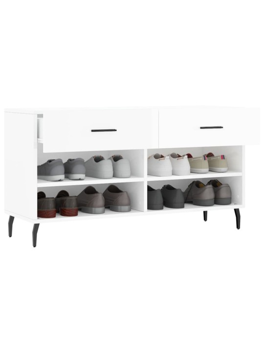 Botník bílý s vysokým leskem 102 x 35 x 55 cm kompozitní dřevo