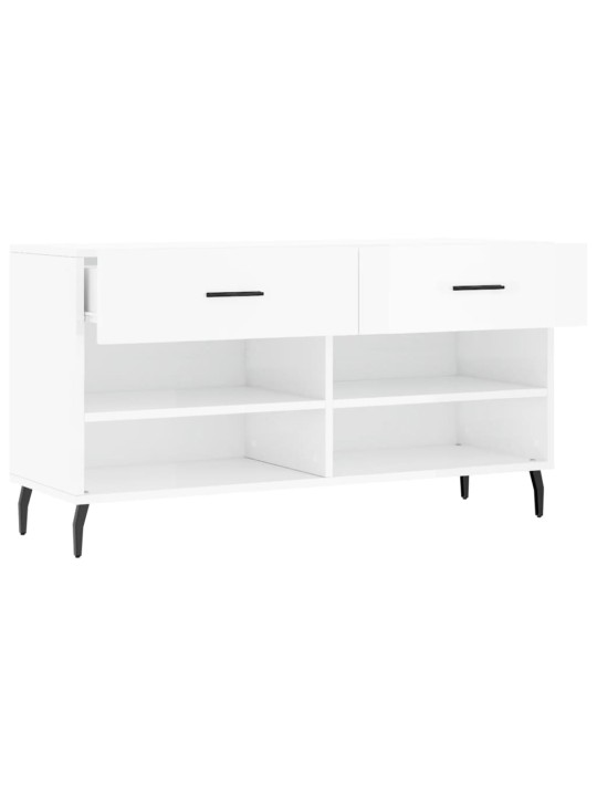 Botník bílý s vysokým leskem 102 x 35 x 55 cm kompozitní dřevo