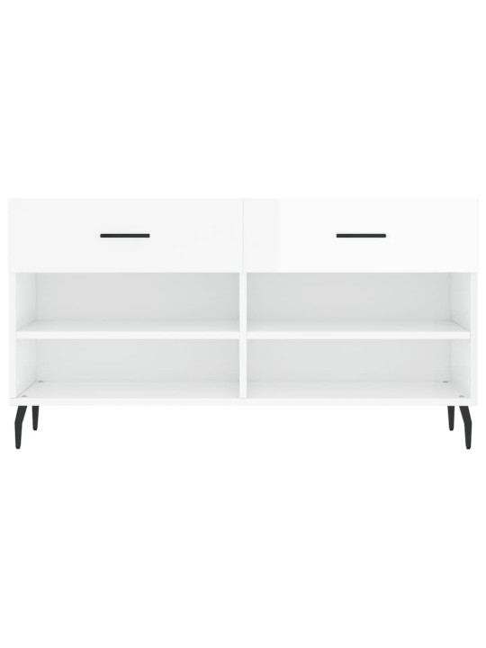 Botník bílý s vysokým leskem 102 x 35 x 55 cm kompozitní dřevo