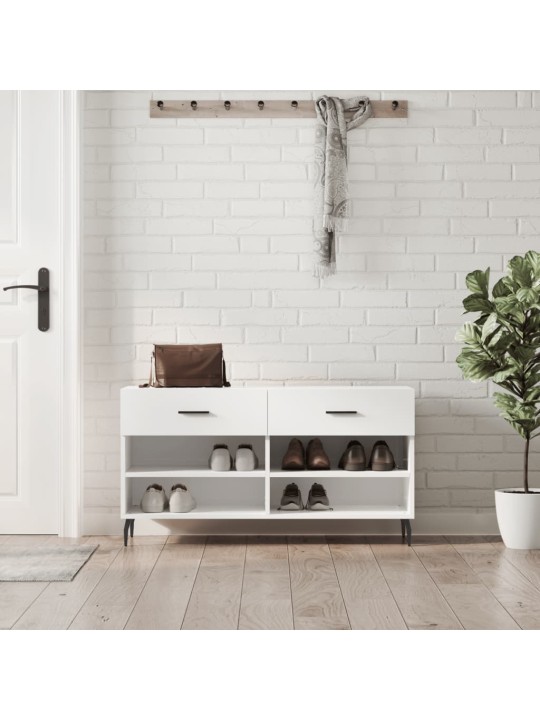 Botník bílý s vysokým leskem 102 x 35 x 55 cm kompozitní dřevo