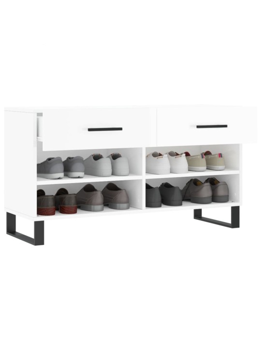 Botník bílý s vysokým leskem 102 x 35 x 55 cm kompozitní dřevo