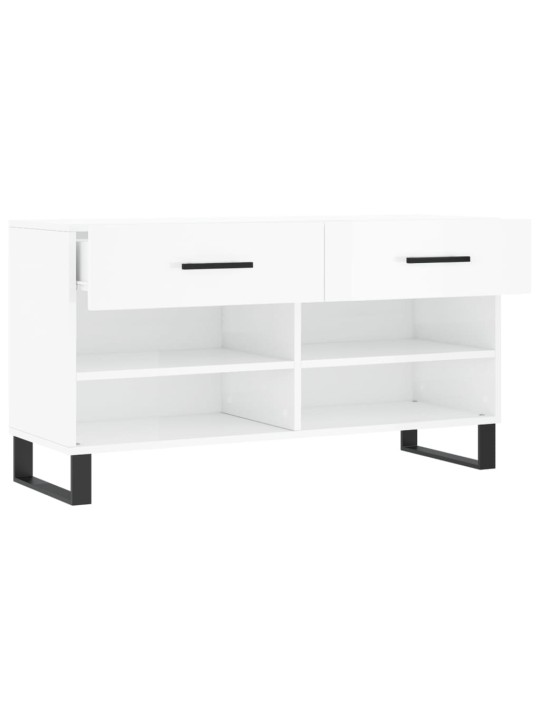Botník bílý s vysokým leskem 102 x 35 x 55 cm kompozitní dřevo