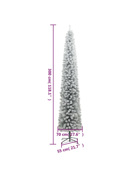 Úzký vánoční stromek se stojanem zasněžený 300 cm PVC