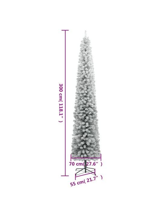 Úzký vánoční stromek se stojanem zasněžený 300 cm PVC
