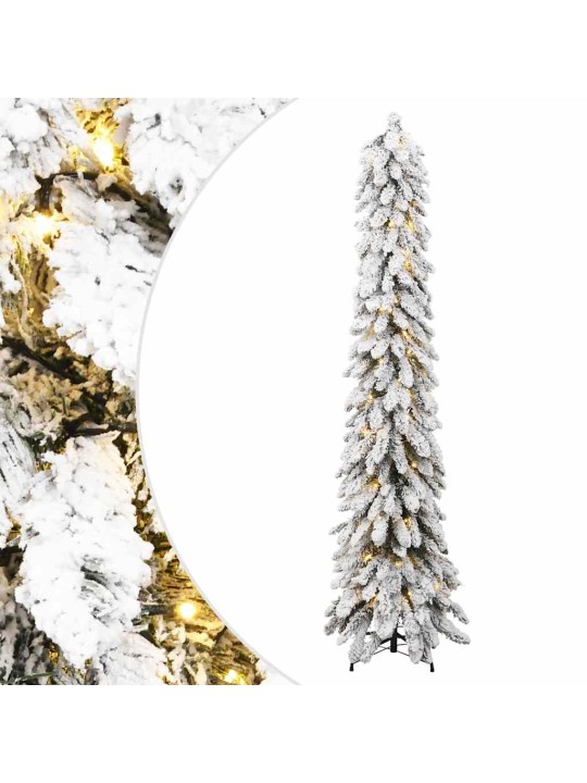 Umělý vánoční stromek s LED osvětlením zasněžený 130 LED 210 cm