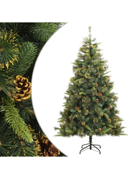 Umělý sklápěcí vánoční stromek s šiškami 240 cm
