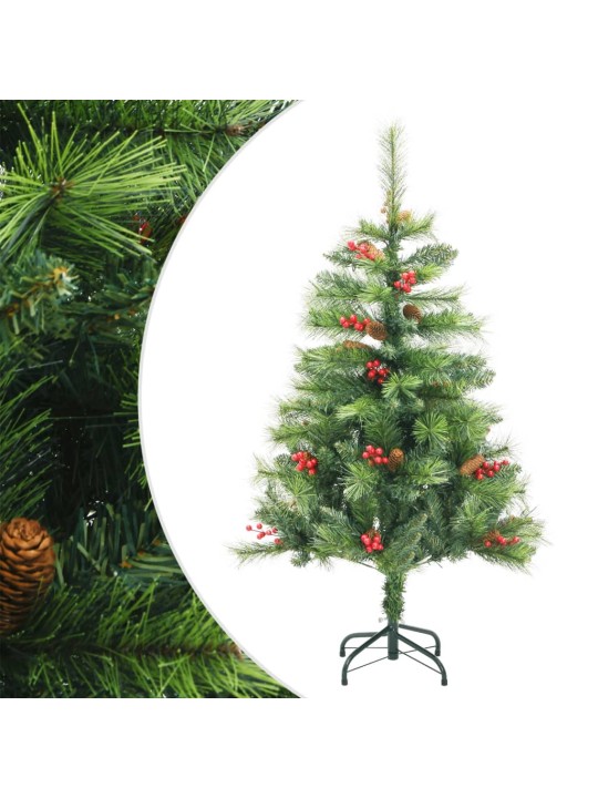 Umělý sklápěcí vánoční stromek s šiškami a bobulemi 150 cm