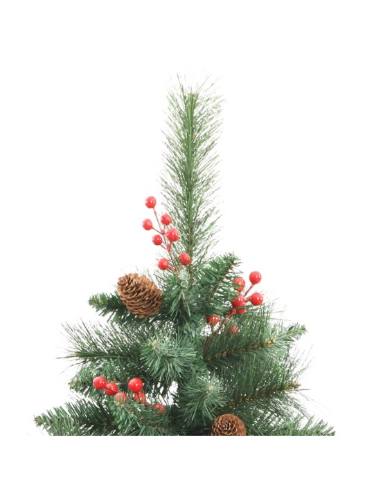 Umělý sklápěcí vánoční stromek s šiškami a bobulemi 210 cm