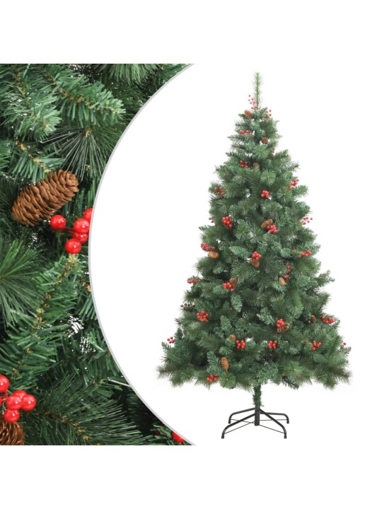 Umělý sklápěcí vánoční stromek s šiškami a bobulemi 240 cm