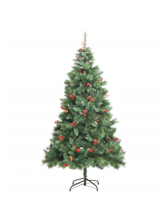 Umělý sklápěcí vánoční stromek s šiškami a bobulemi 240 cm