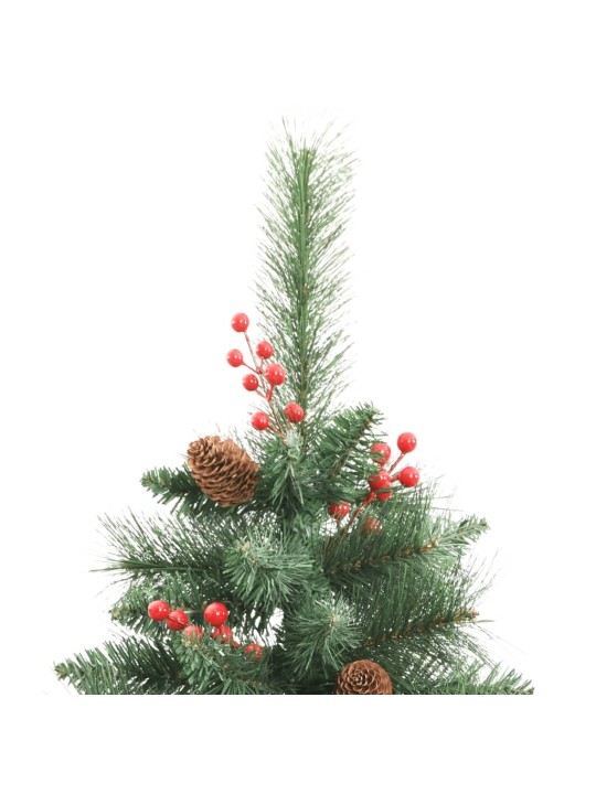 Umělý sklápěcí vánoční stromek s šiškami a bobulemi 240 cm