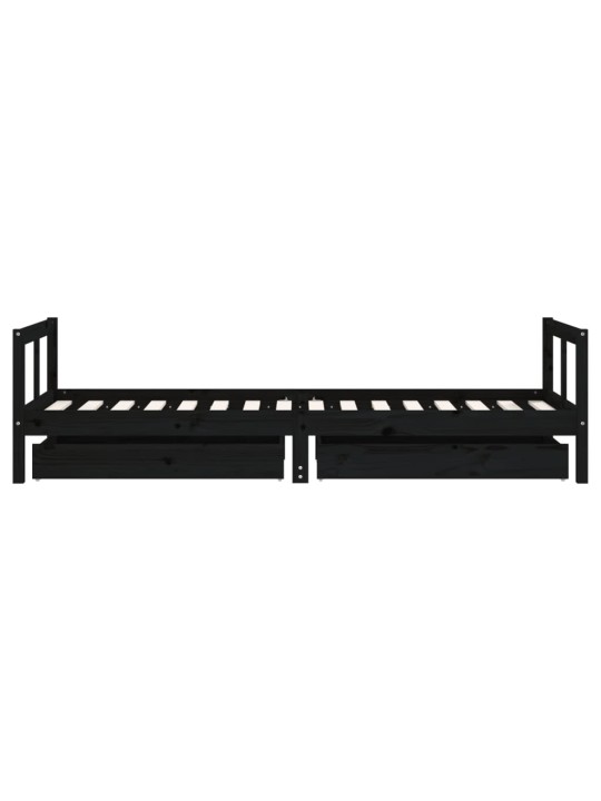 Dětská postel se zásuvkami černá 80x200 cm masivní borové dřevo