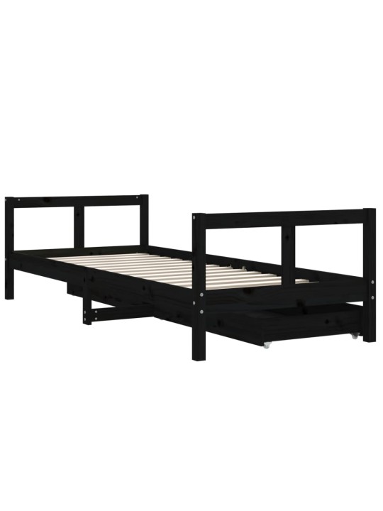 Dětská postel se zásuvkami černá 80x200 cm masivní borové dřevo