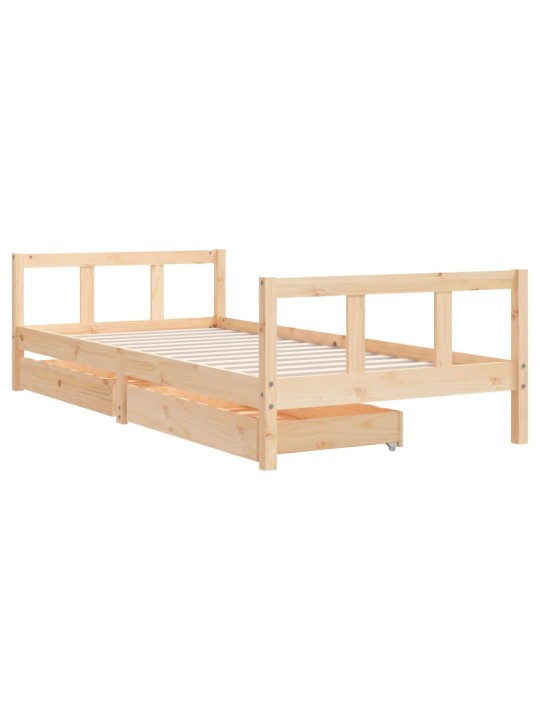 Dětská postel se zásuvkami 90 x 200 cm masivní borové dřevo