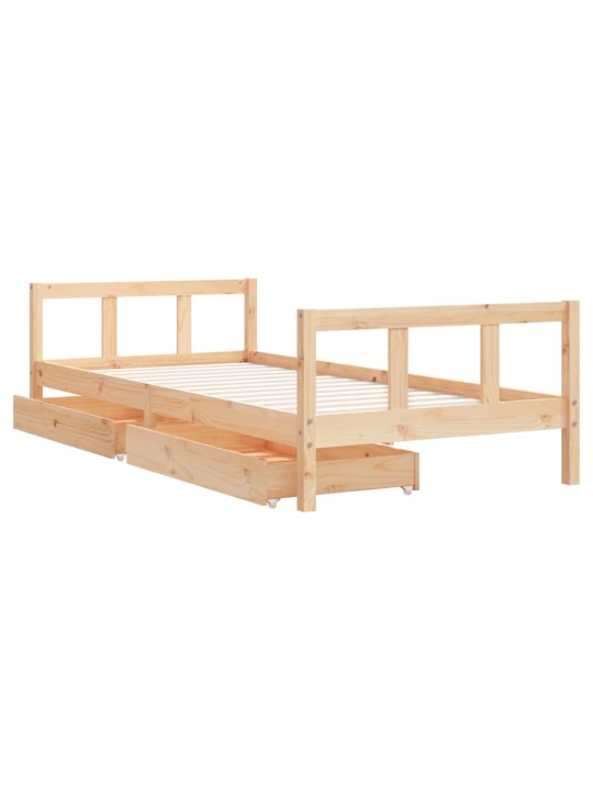 Dětská postel se zásuvkami 90 x 200 cm masivní borové dřevo