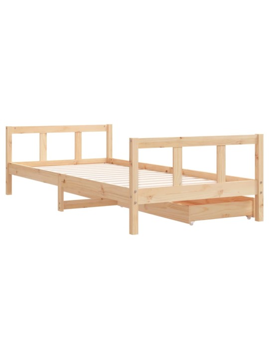 Dětská postel se zásuvkami 90 x 200 cm masivní borové dřevo