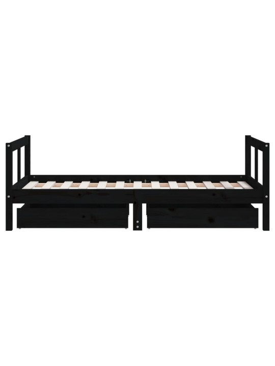 Dětská postel se zásuvkami černá 80x160 cm masivní borové dřevo