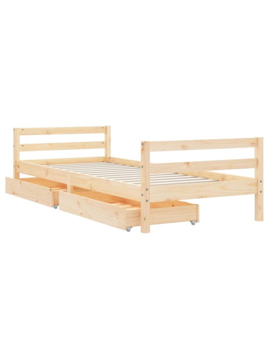 Dětská postel se zásuvkami 90 x 200 cm masivní borové dřevo