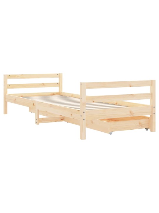 Dětská postel se zásuvkami 90 x 200 cm masivní borové dřevo