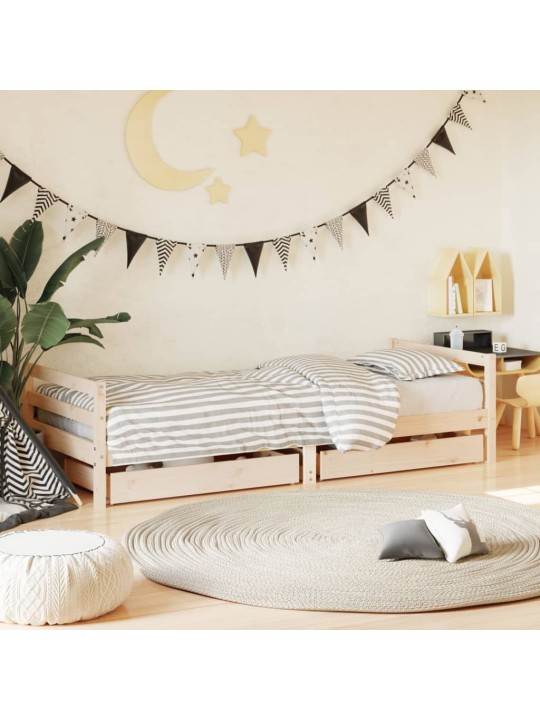 Dětská postel se zásuvkami 90 x 200 cm masivní borové dřevo