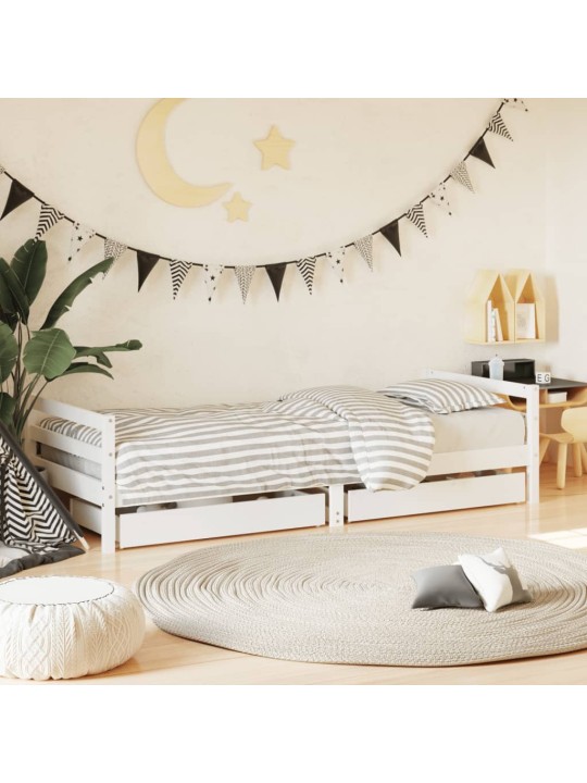 Dětská postel se zásuvkami bílá 90x190 cm masivní borové dřevo