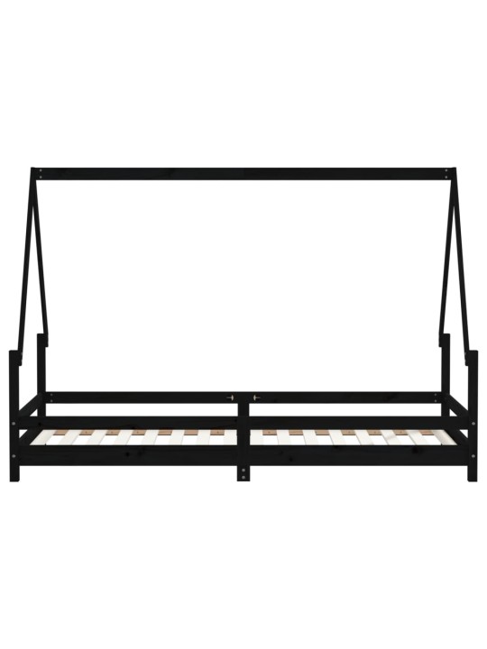 Dětská postel černá 90 x 200 cm masivní borové dřevo