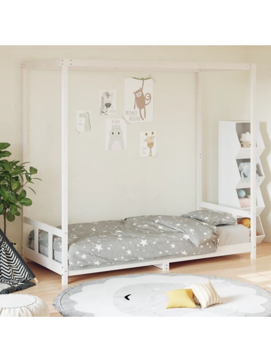 Dětská postel bílá 90 x 190 cm masivní borové dřevo