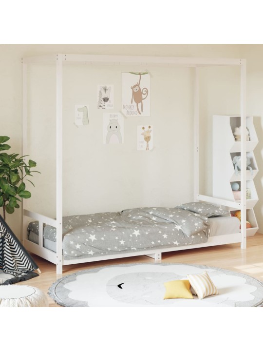 Dětská postel bílá 80 x 200 cm masivní borové dřevo