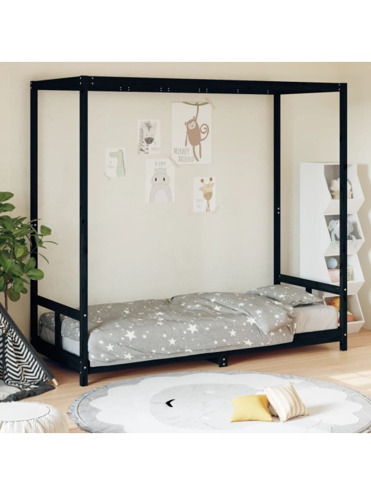 Dětská postel černá 80 x 200 cm masivní borové dřevo