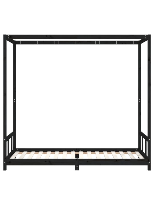 Dětská postel černá 90 x 200 cm masivní borové dřevo