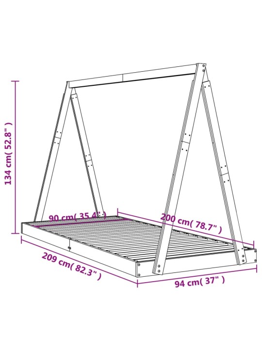 Dětská postel bílá 90 x 200 cm masivní borové dřevo