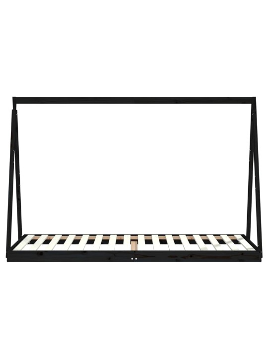 Dětská postel černá 90 x 200 cm masivní borové dřevo