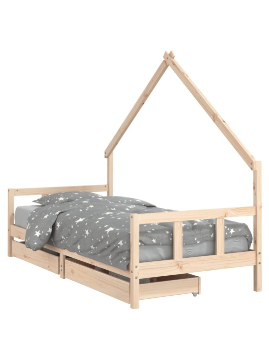 Dětská postel se zásuvkami 90 x 190 cm masivní borové dřevo