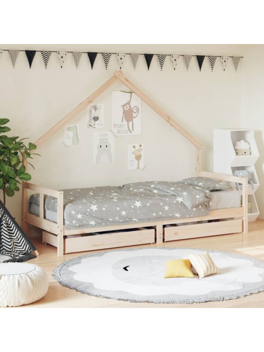 Dětská postel se zásuvkami 80 x 200 cm masivní borové dřevo