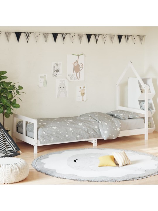 Dětská postel bílá 80 x 200 cm masivní borové dřevo