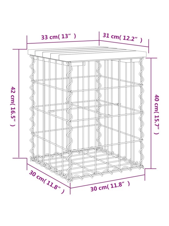 Zahradní lavice gabionový design 33 x 31 x 42 cm borové dřevo