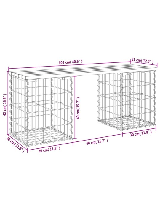Zahradní lavice gabionový design 103x31x42 cm masivní borovice
