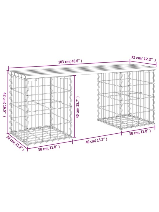 Zahradní lavice gabionový design 103x31x42 cm masivní douglaska