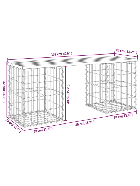 Zahradní lavice gabionový design 103 x 31 x 42 cm borové dřevo