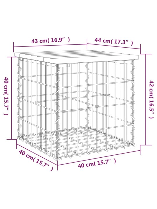 Zahradní lavice gabionový design 43 x 44 x 42 cm borové dřevo