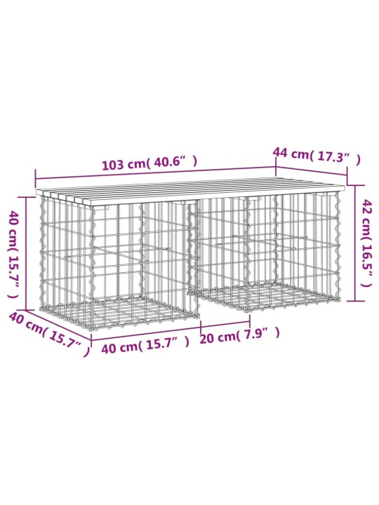 Zahradní lavice gabionový design 103x44x42 cm masivní borovice